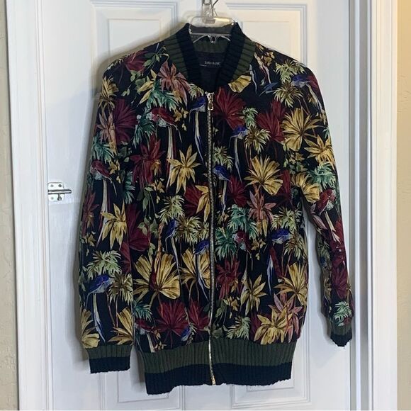 ZARA Tropical Hawaiian Bomber Jacket Size XS - Picture 12 of 13